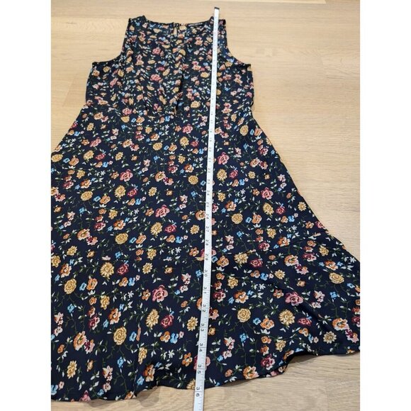 J Crew Mercantile Ruched Waist Dress In Vintage Floral Lined Navy Sz 8 J4272 - Picture 12 of 15